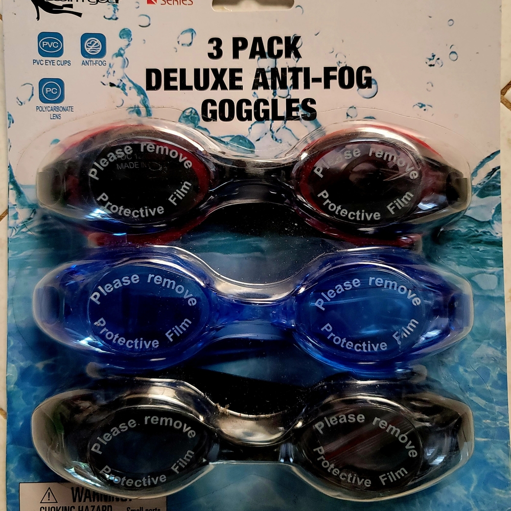 Women's Swim Goggles 3-Pack - Black, Red, Blue
